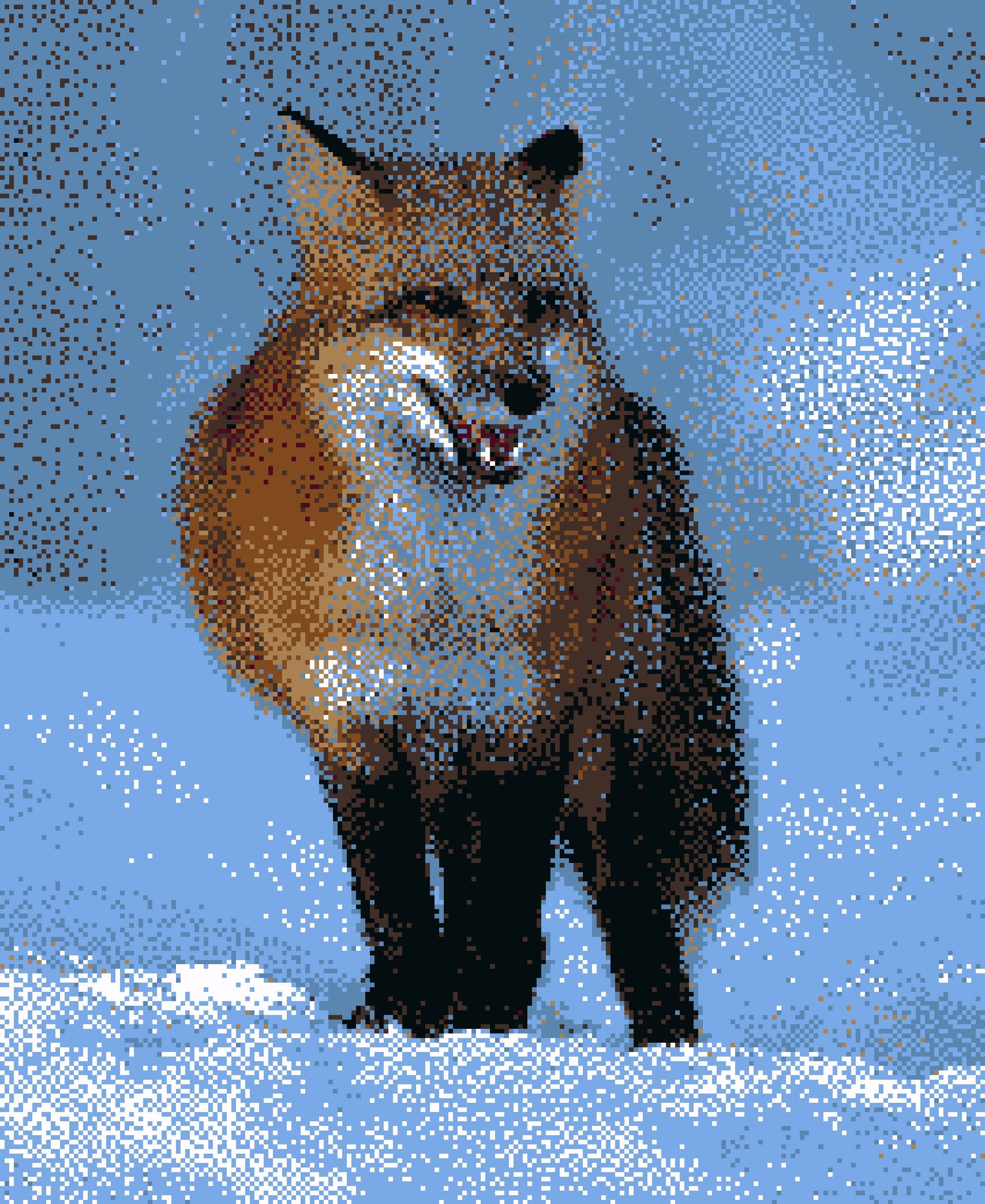 Dithered fox in snow