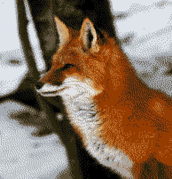 Dithered red fox in profile